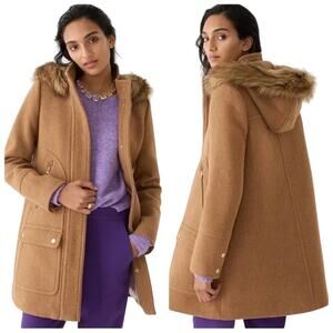 J. Crew Chateau Parka Italian Stadium Cloth Wool Nello Gori Coat Acorn Brown 6